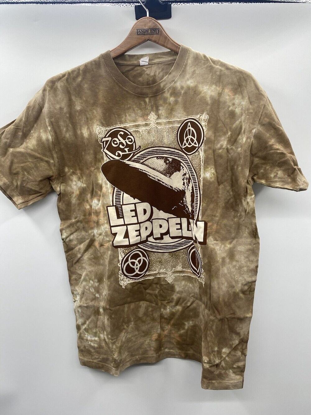 Led Zeppelin Blimp 1969 Merch Tee Brown Large Unisex Classic Rock Music